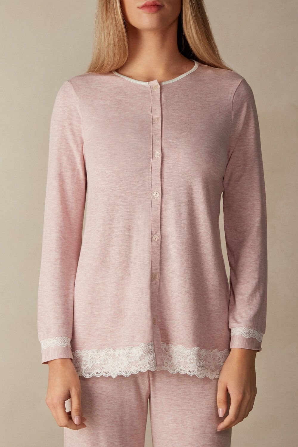 Intimissimi Modal and Kanten Cardigan Roze Lichtroze | CGORZ7638