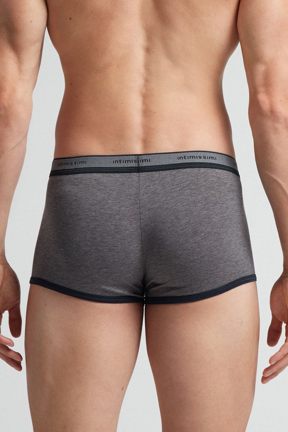 Intimissimi Natural Fresh Supima® Katoenen Boxers with Logo Donkergrijs Grijs Blauw | DBJQU2853