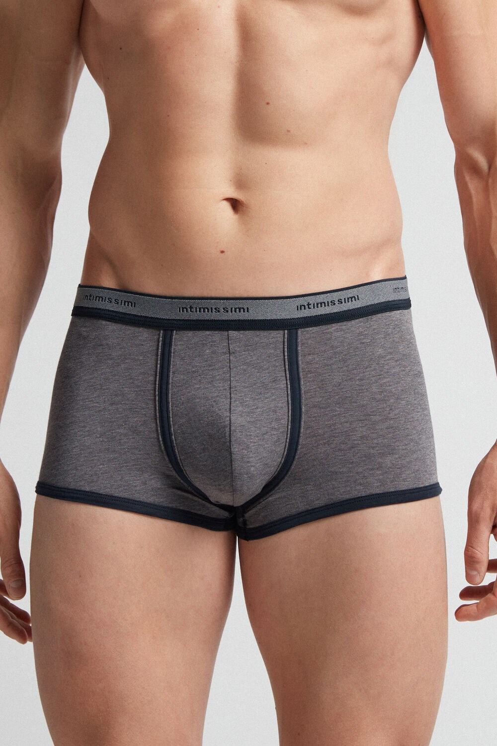 Intimissimi Natural Fresh Supima® Katoenen Boxers with Logo Donkergrijs Grijs Blauw | DBJQU2853