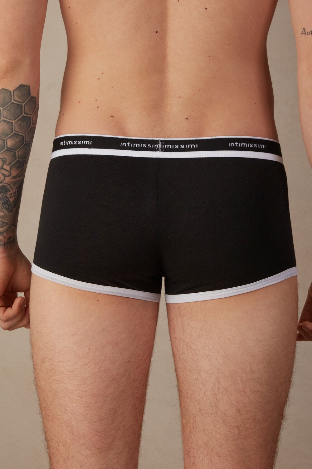 Intimissimi Natural Fresh Supima® Katoenen Boxers with Logo Zwart Zwart Wit | NUALD1398