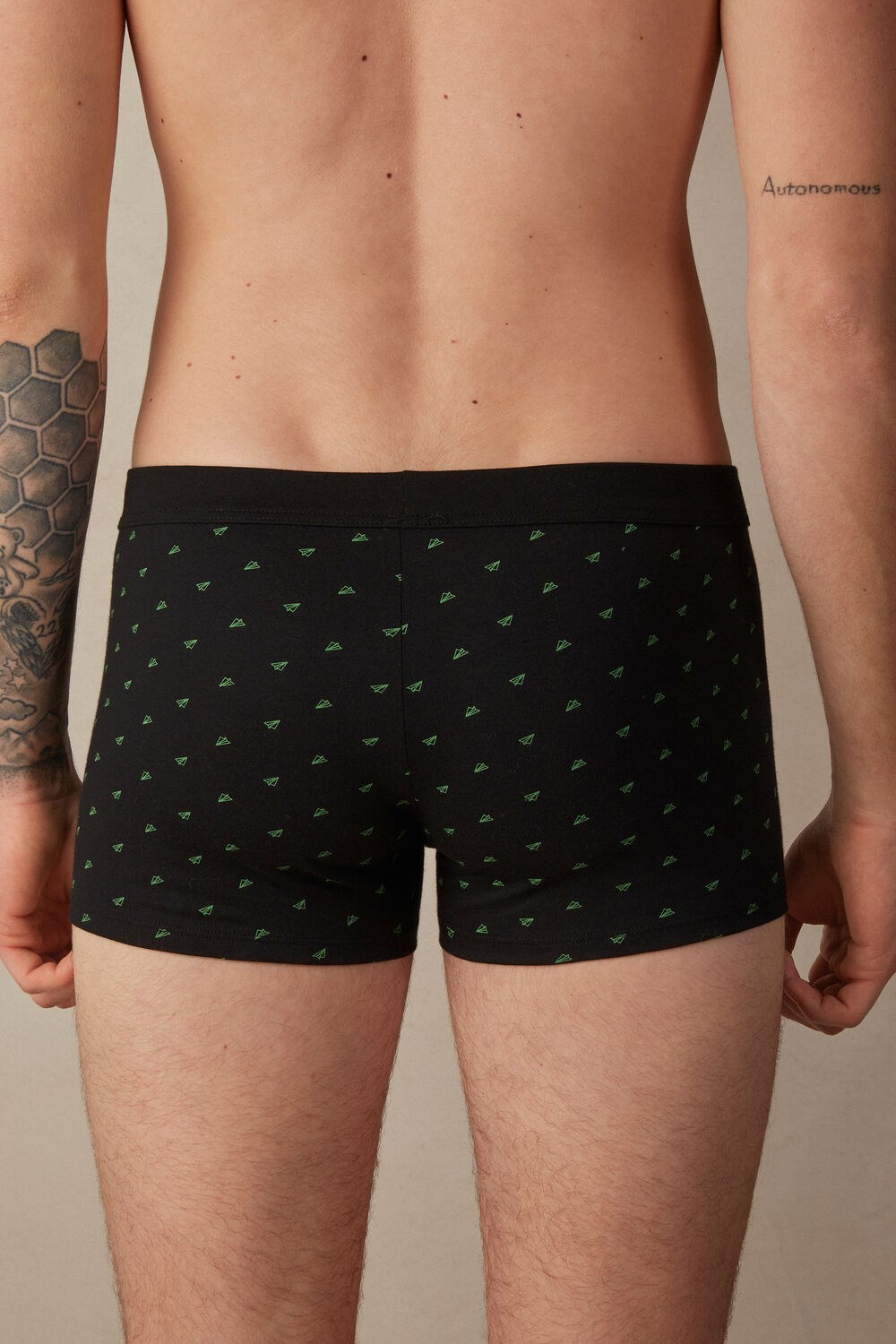 Intimissimi Paper Plane Boxers in Stretch Supima® Katoenen Zwart Zwart | EURWG1536