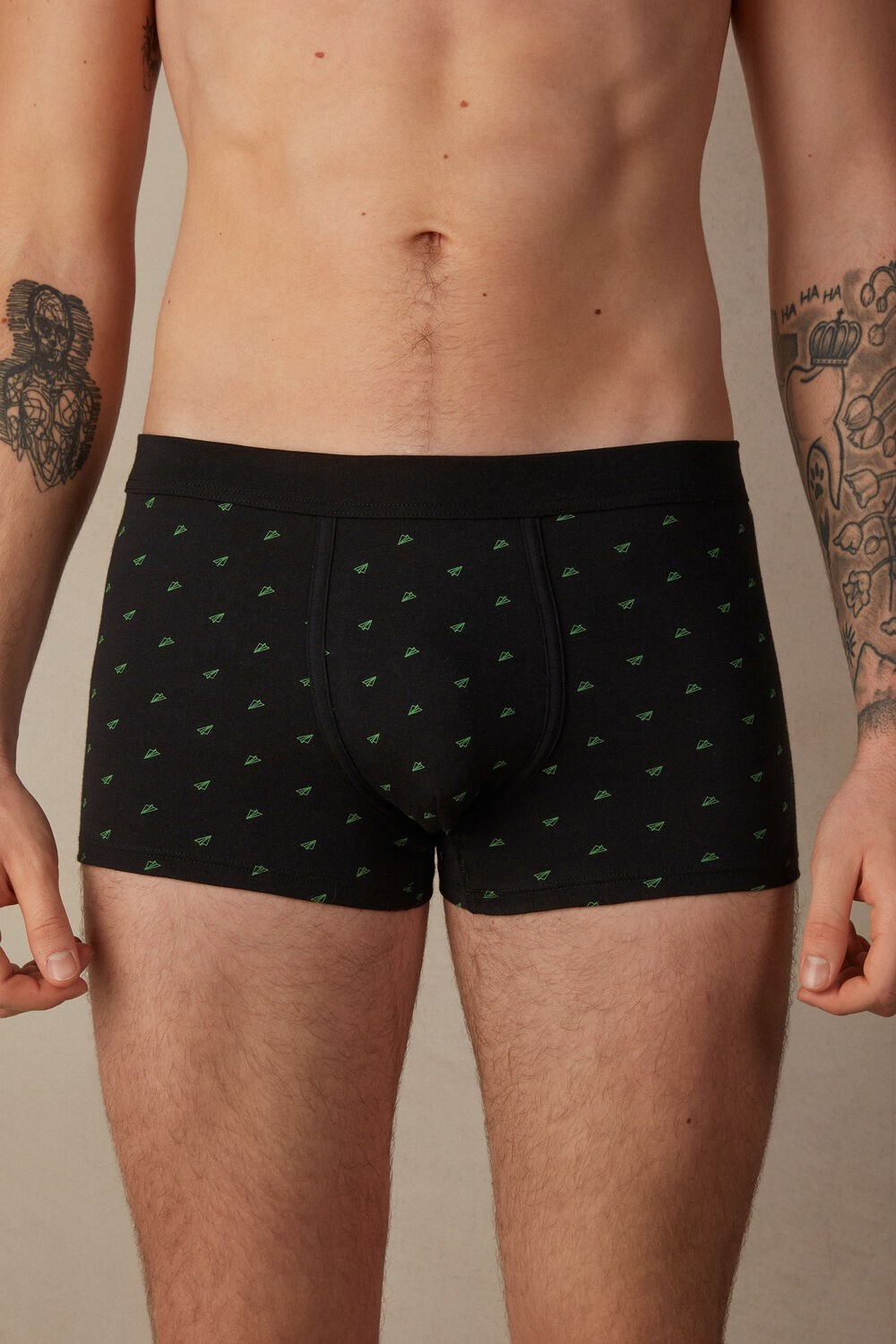 Intimissimi Paper Plane Boxers in Stretch Supima® Katoenen Zwart Zwart | EURWG1536