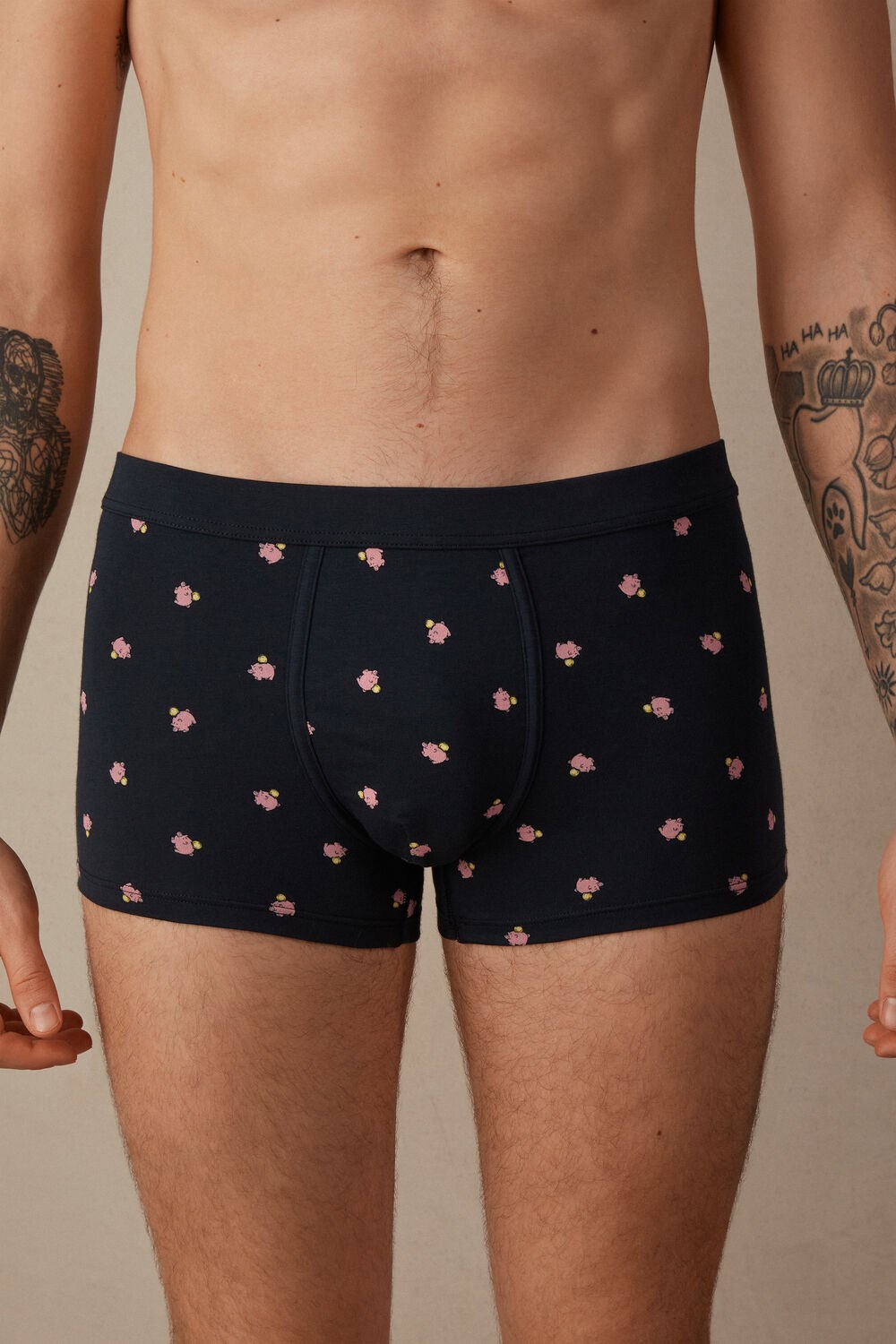 Intimissimi Piggy Bank Boxers in Stretch Supima® Katoenen Blauw Blauw | IRMEC3879