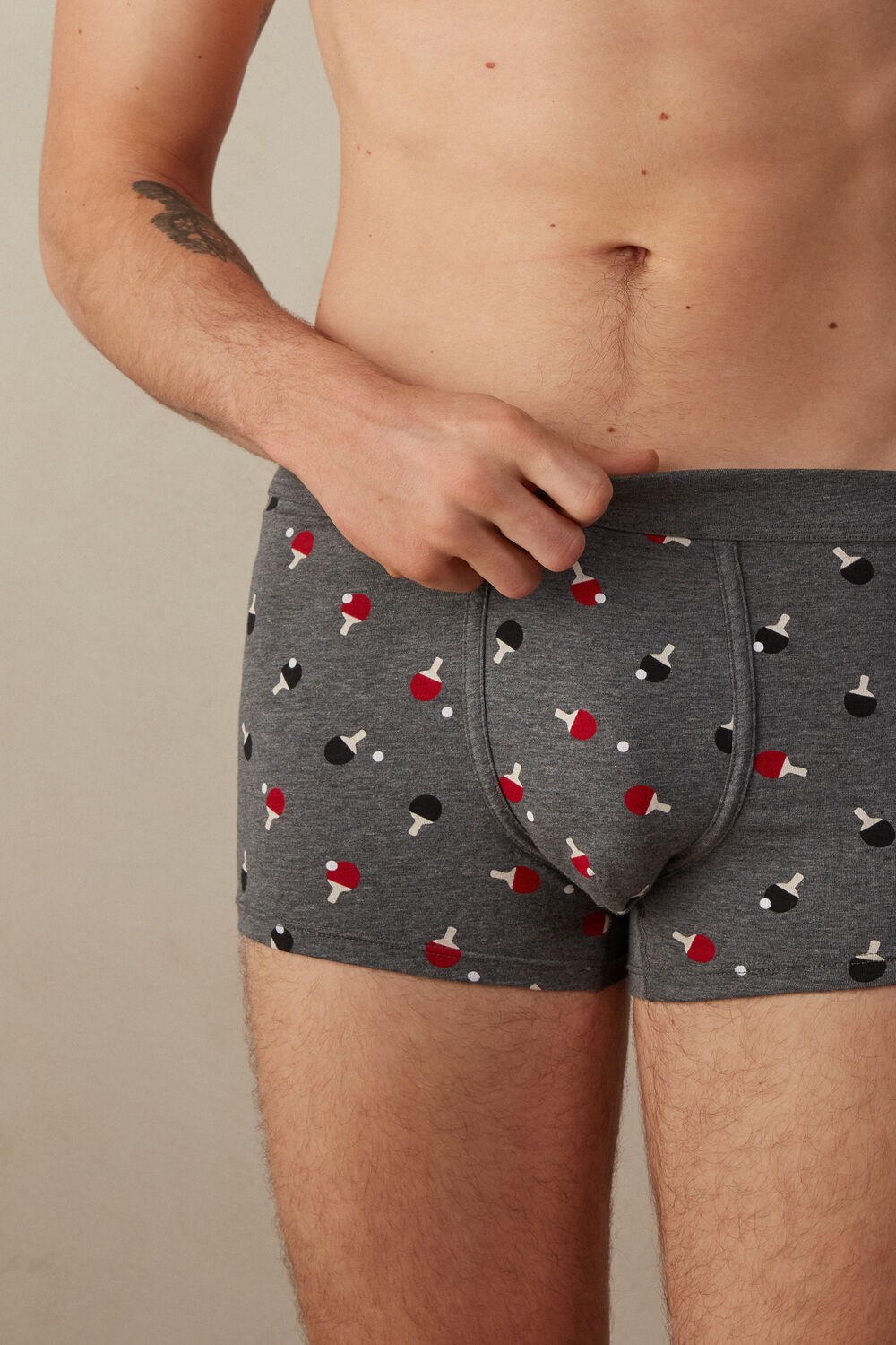 Intimissimi Ping Pong Boxers in Stretch Supima® Katoenen Grijs Grijs | TCZUM5419