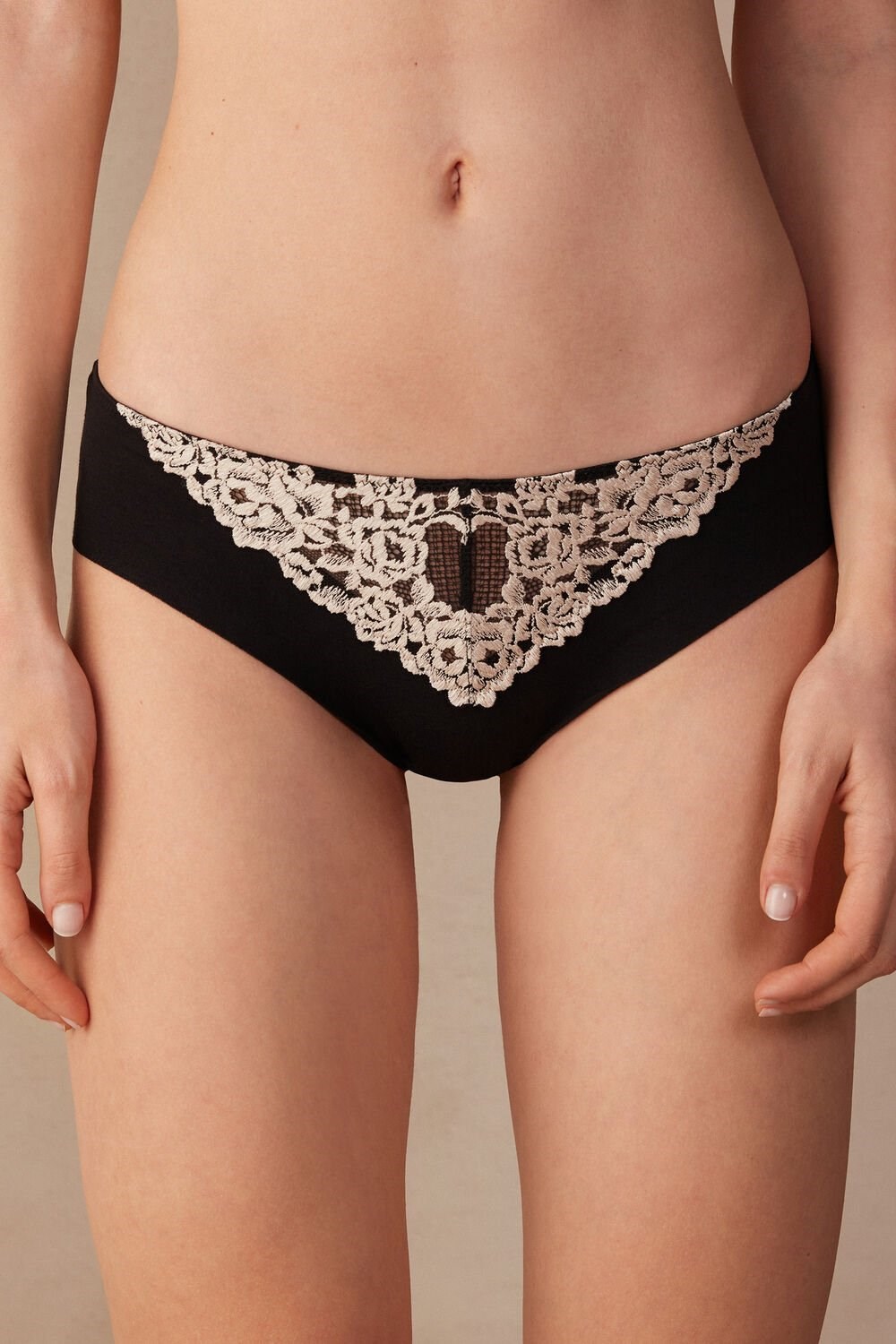 Intimissimi Pretty Flowers Seamless Katoenen Panties Gekleurd Zwart | RKSWV2063