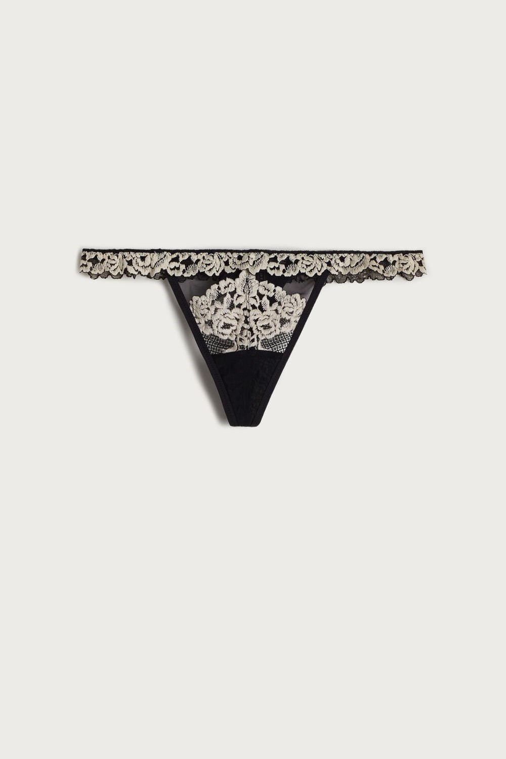 Intimissimi Pretty Flowers String String Gekleurd Zwart | CYTLO0872