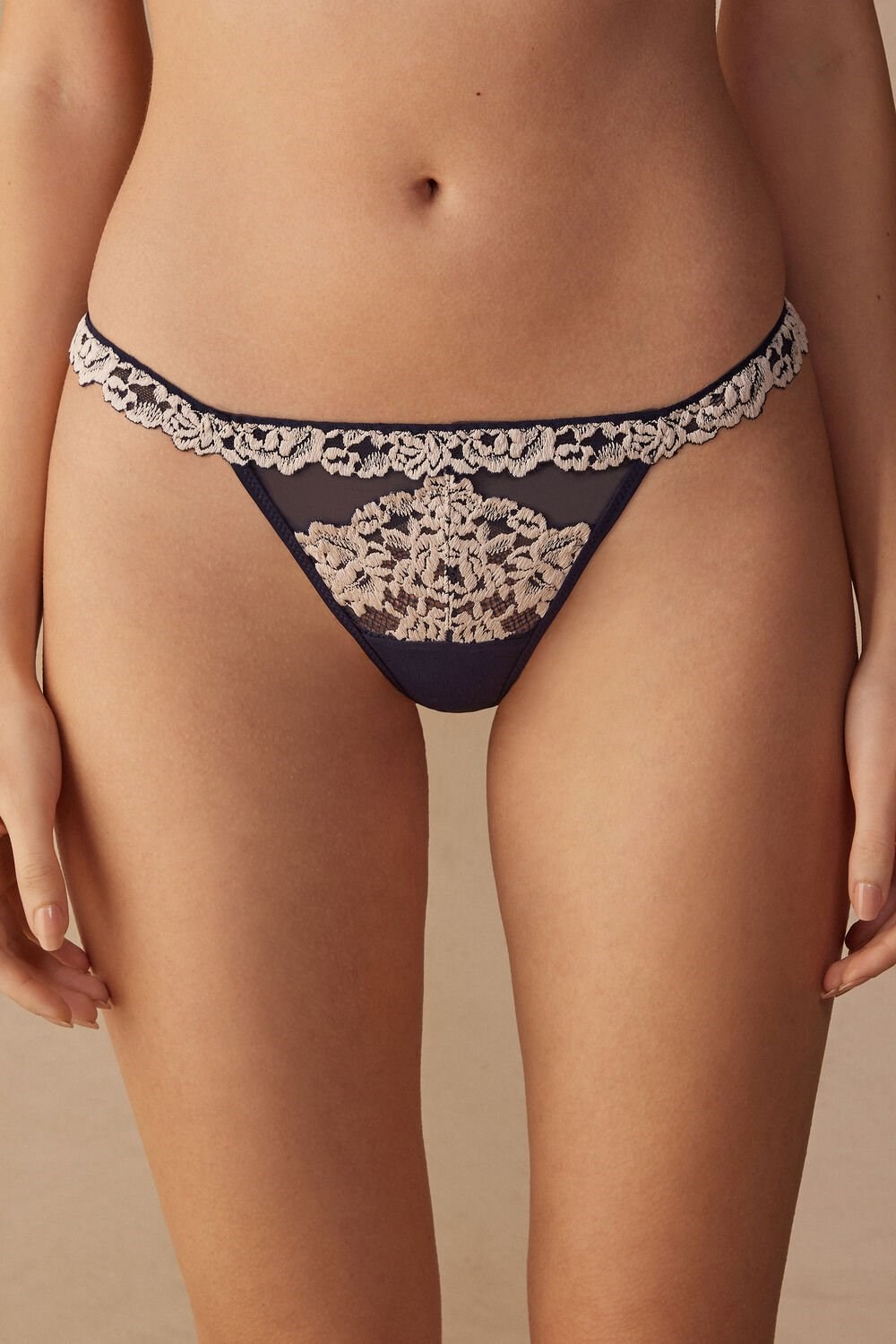 Intimissimi Pretty Flowers String String Blauw Diepblauw | LJSGU1035