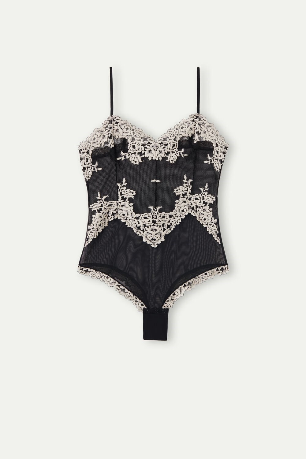 Intimissimi Pretty Flowers Tulle and Kanten Bodysuit Gekleurd Zwart | CYHEK1678