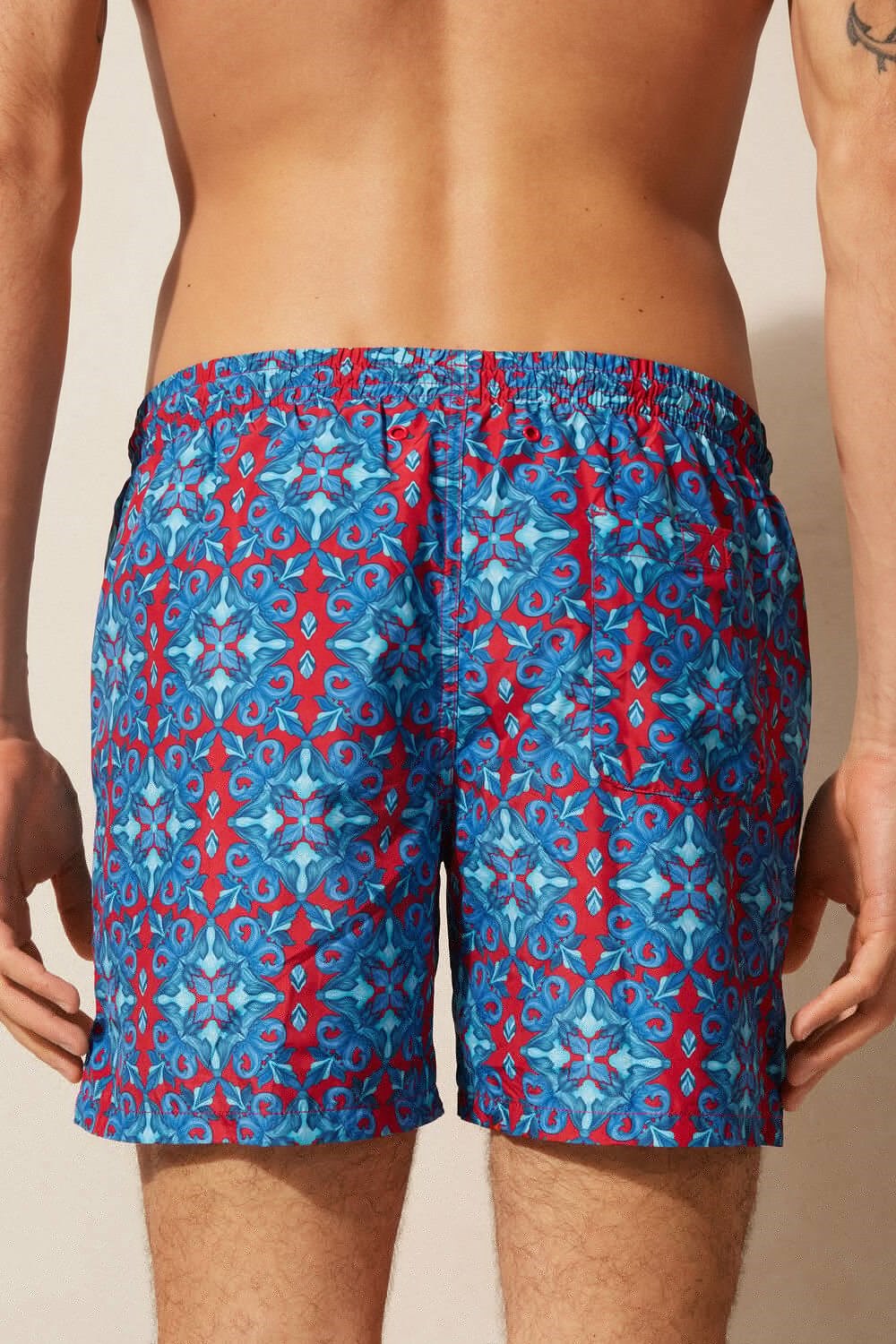 Intimissimi Red Moroccan Print Swim Trunks Blauw Rood | IDPFE8260