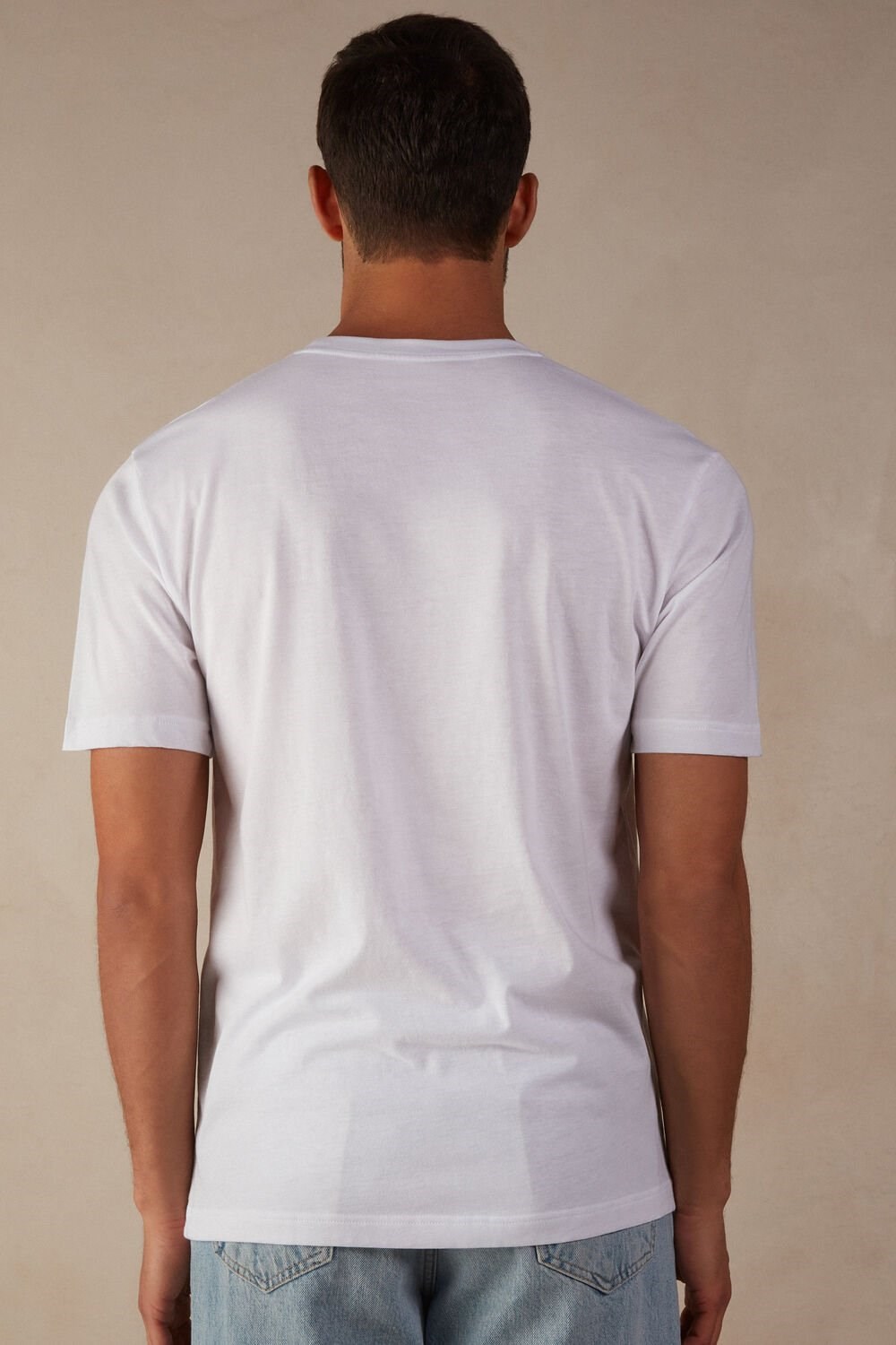 Intimissimi Regular Fit T-Shirt in Extrafine Supima® Katoenen Wit Wit | BJYQG3789