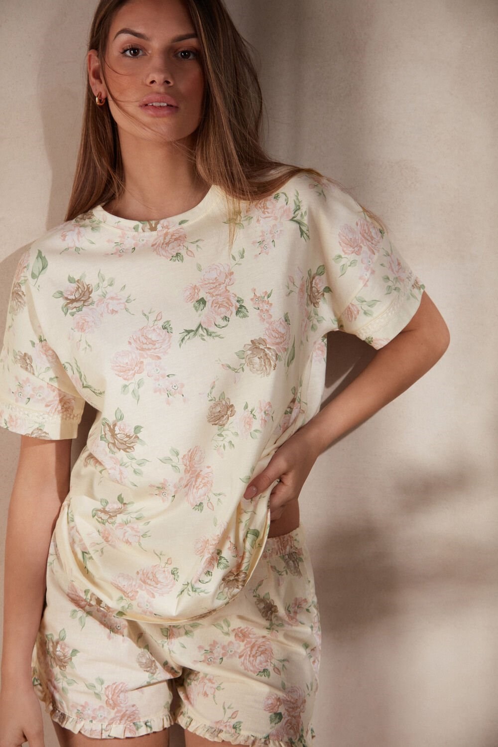 Intimissimi Scent of Roses Kort Sleeve Katoenen T-shirt Print - 205j - Scent Of Roses Print | KWORJ6094