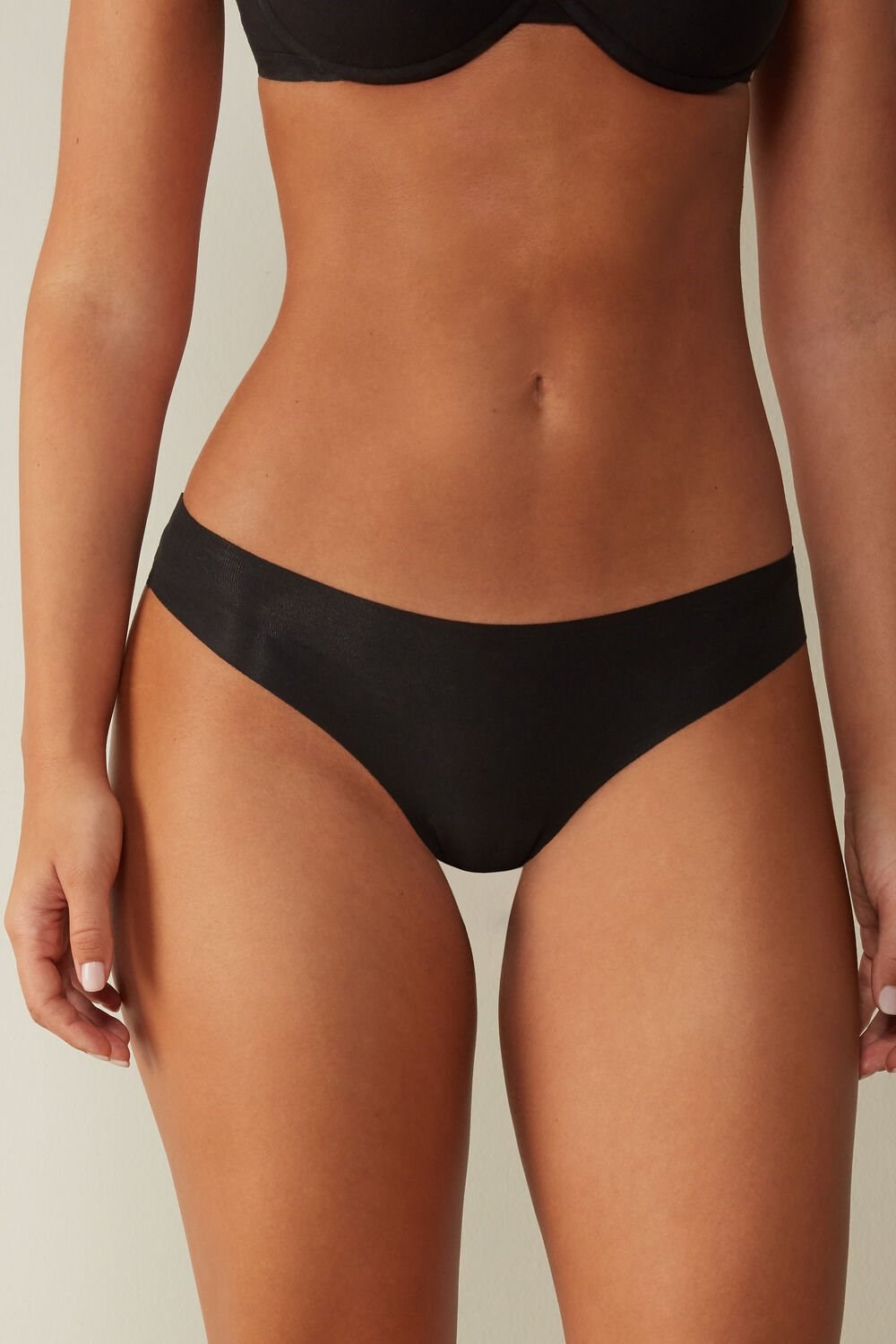 Intimissimi Seamless Supima® Katoenen Brazilian Panties Zwart | QPSAU5813