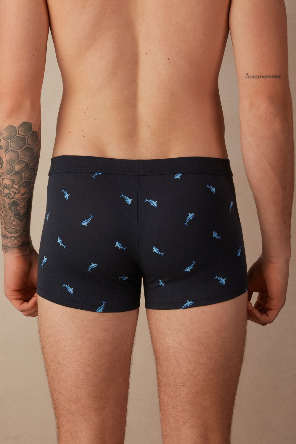 Intimissimi Shark Boxers in Natural Fresh Supima® Katoenen Blauw Blauw | IZXBP7941