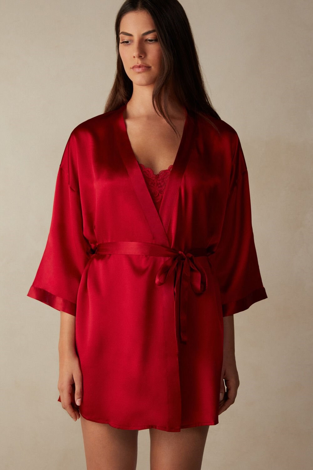 Intimissimi Silk Kimono Rood Rood | RVICG0329