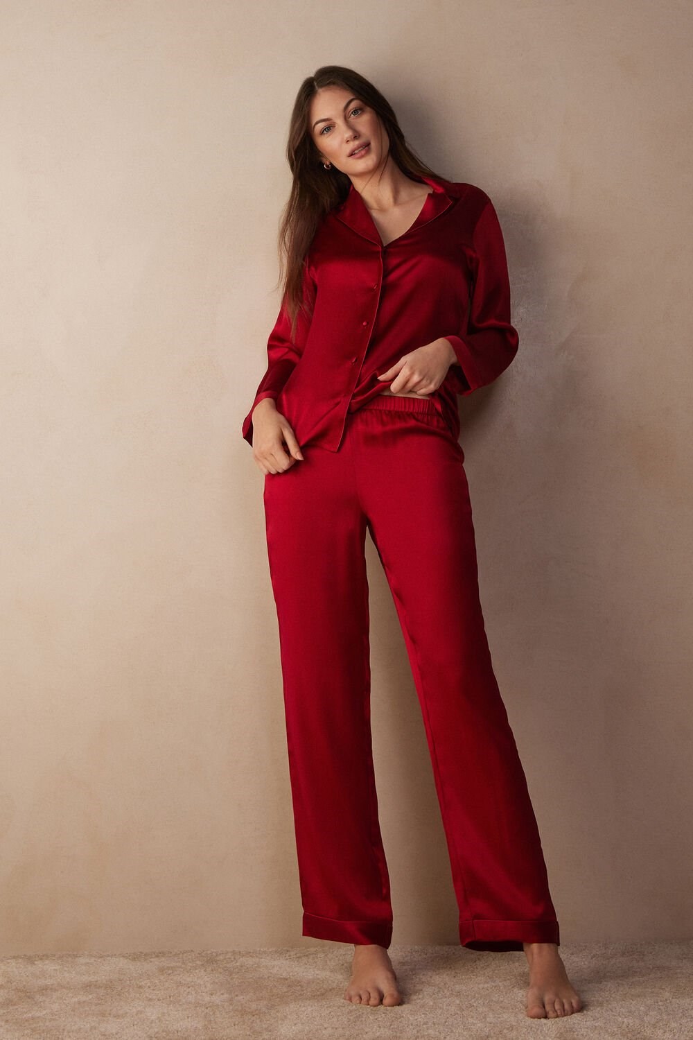 Intimissimi Silk Satin Pajama Pants Rood Rood | TELXY1684