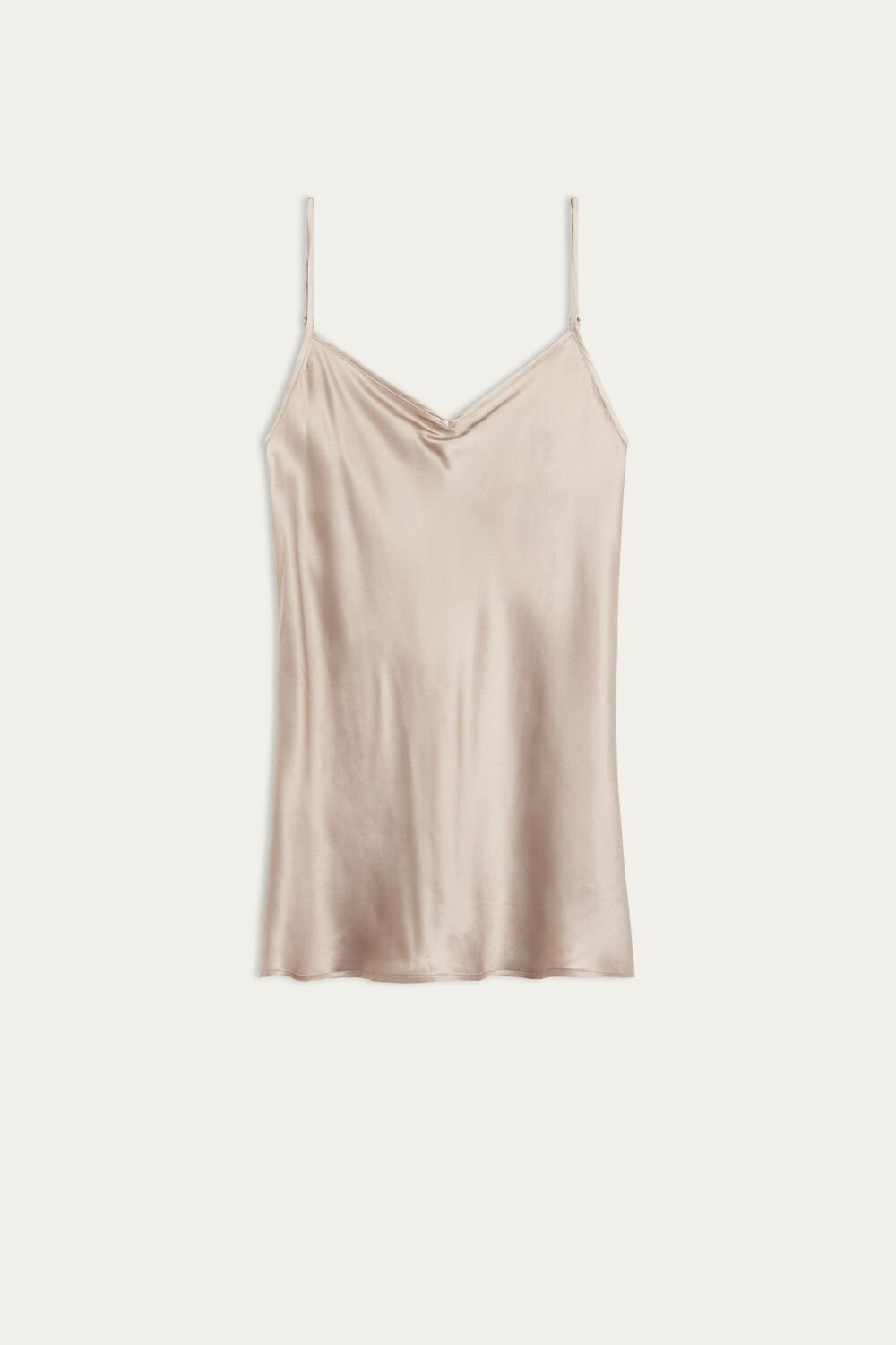 Intimissimi Silk Satin Top with V-neckline Beige | HOGXC6278