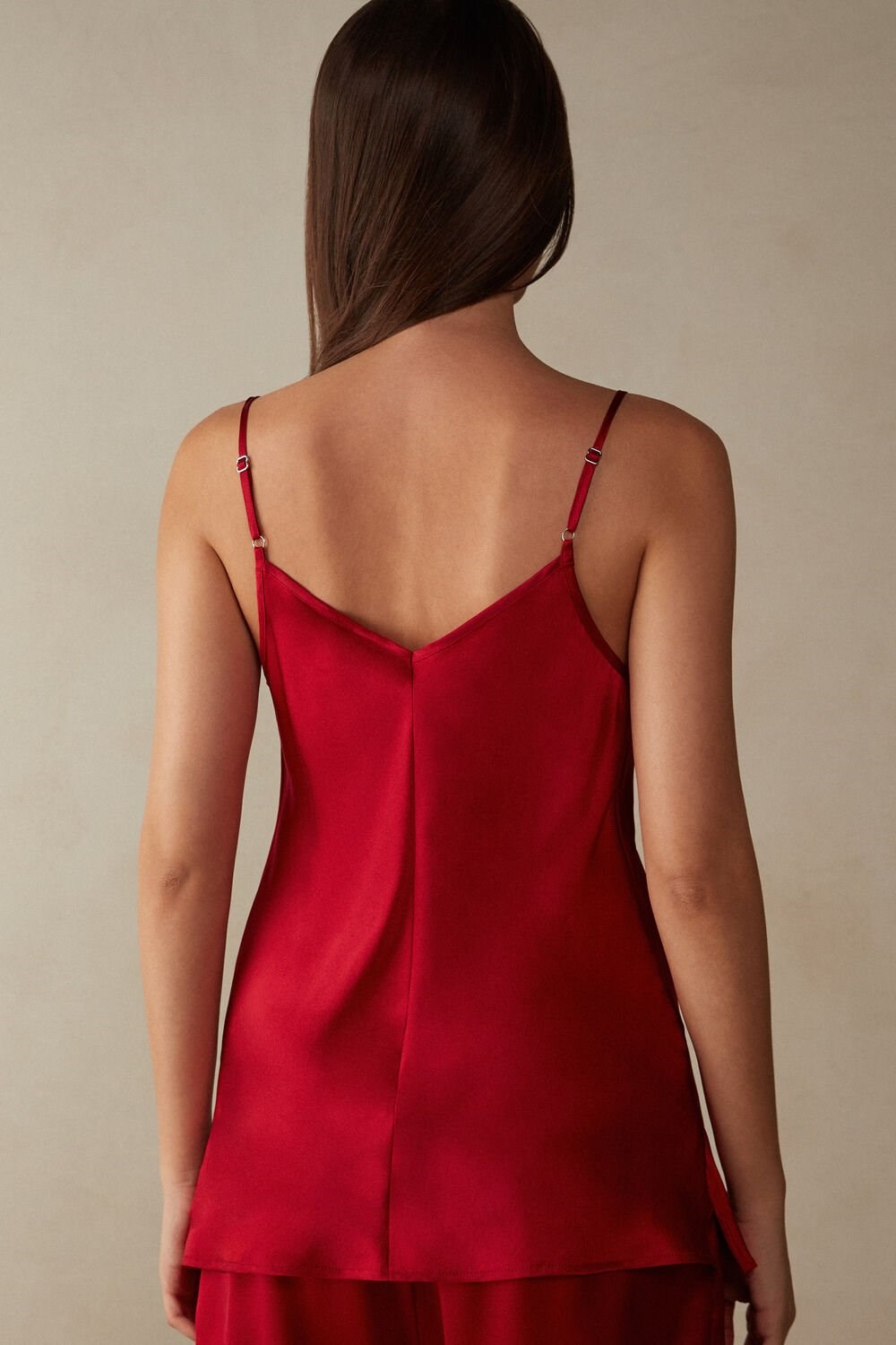 Intimissimi Silk Satin Top with V-neckline Rood Rood | MBTWY9564