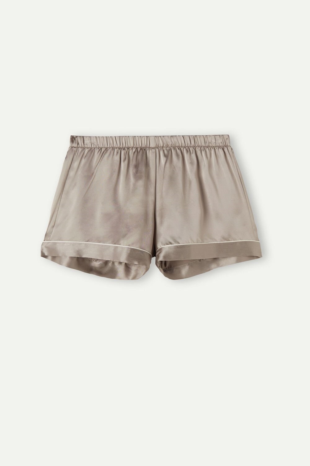 Intimissimi Silk Shorts with Contrast Trim Beige | UGEHO6471