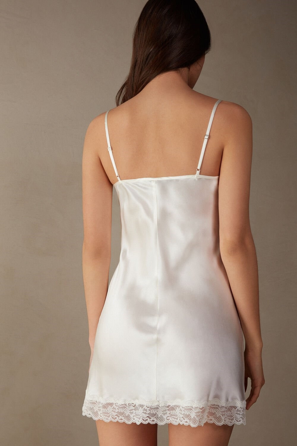 Intimissimi Silk Slip with Kanten Insert Detail Wit | FONHQ8456