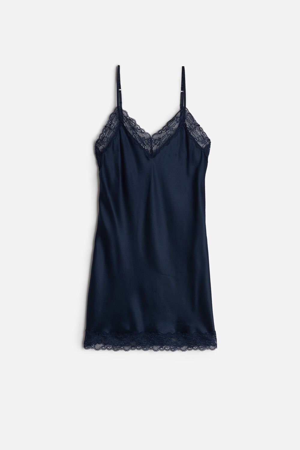 Intimissimi Silk Slip with Kanten Insert Detail Blauw Blauw | LYHQK9327