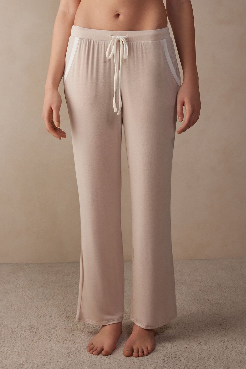 Intimissimi Simple Elegance Full Length Pants in Modal Roze Roze Wit | HCNDY4801