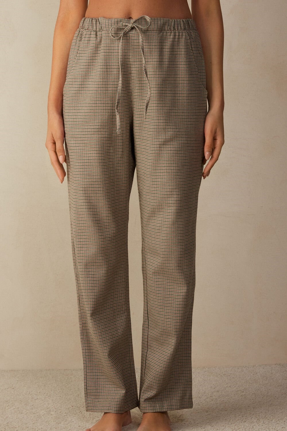 Intimissimi Slow and Cozy Brushed Cloth Pants Natural - 156j - Pied De Poule V.De | DBROT8259