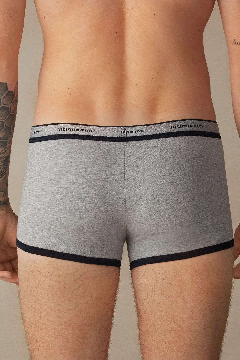 Intimissimi Stretch Supima® Katoenen Boxer Shorts with Logo Detail Blauw Lichtgrijs Blauw | DXBIC8607