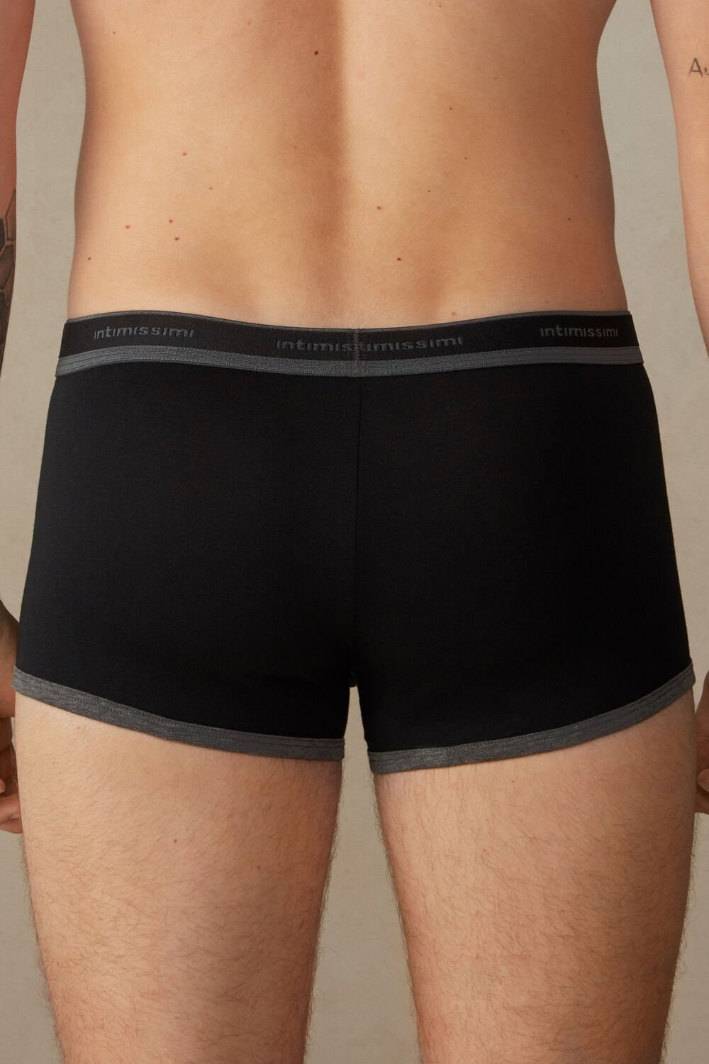 Intimissimi Stretch Supima® Katoenen Boxer Shorts with Logo Detail Zwart Zwart | JYXFK7630