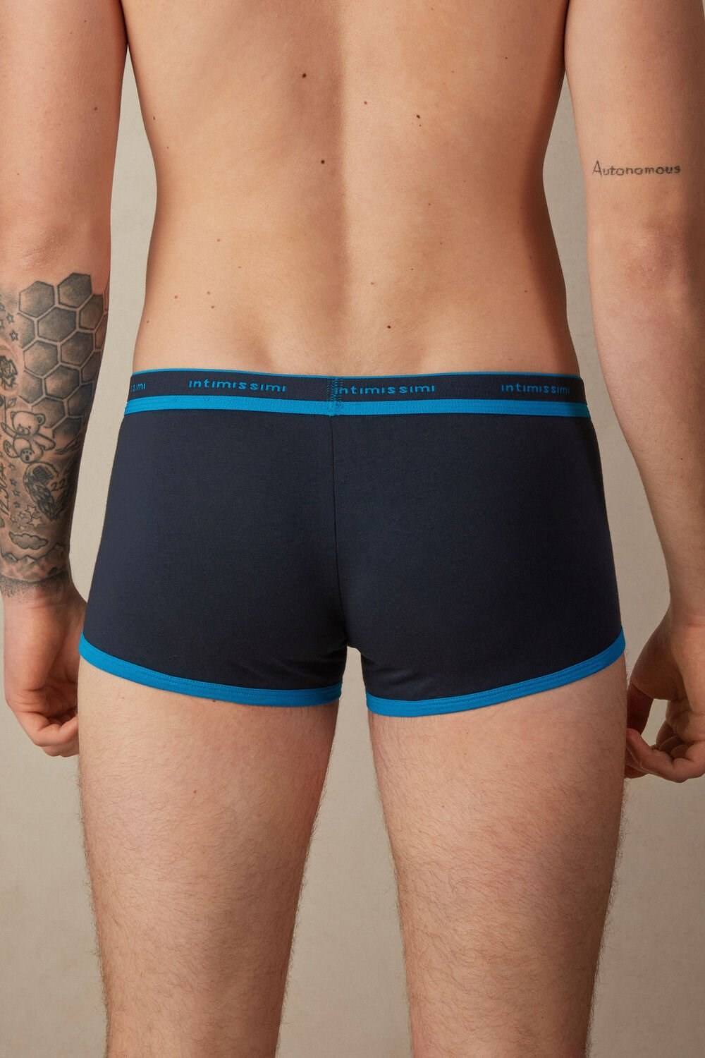 Intimissimi Stretch Supima® Katoenen Boxer Shorts with Logo Detail Zwart Blauw | NAEQP5834