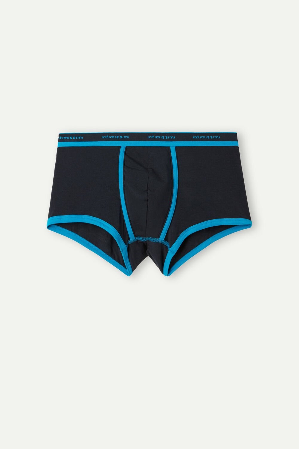 Intimissimi Stretch Supima® Katoenen Boxer Shorts with Logo Detail Zwart Blauw | NAEQP5834