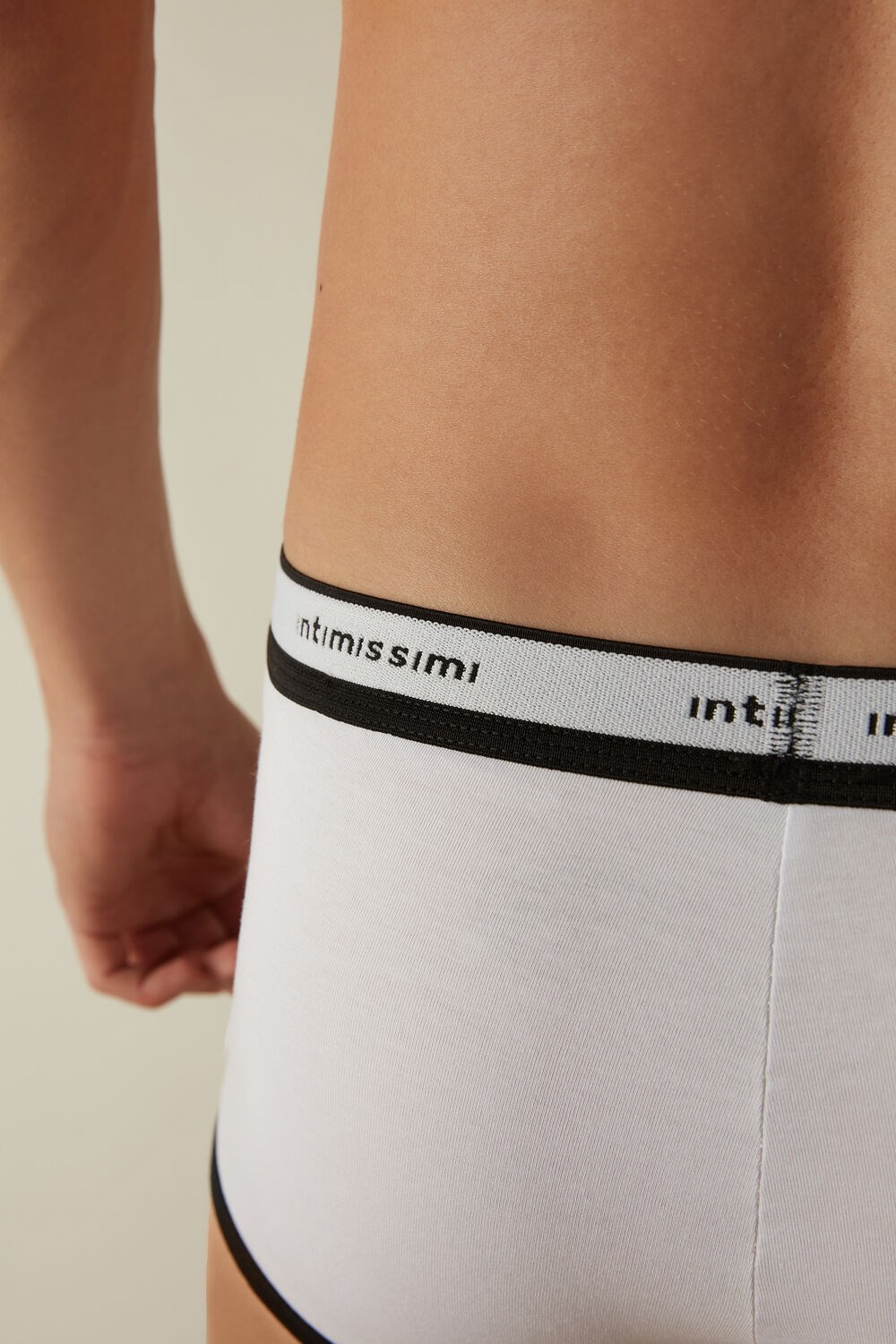 Intimissimi Stretch Supima® Katoenen Boxer Shorts with Logo Detail Gekleurd Wit Zwart | OTDXF3704