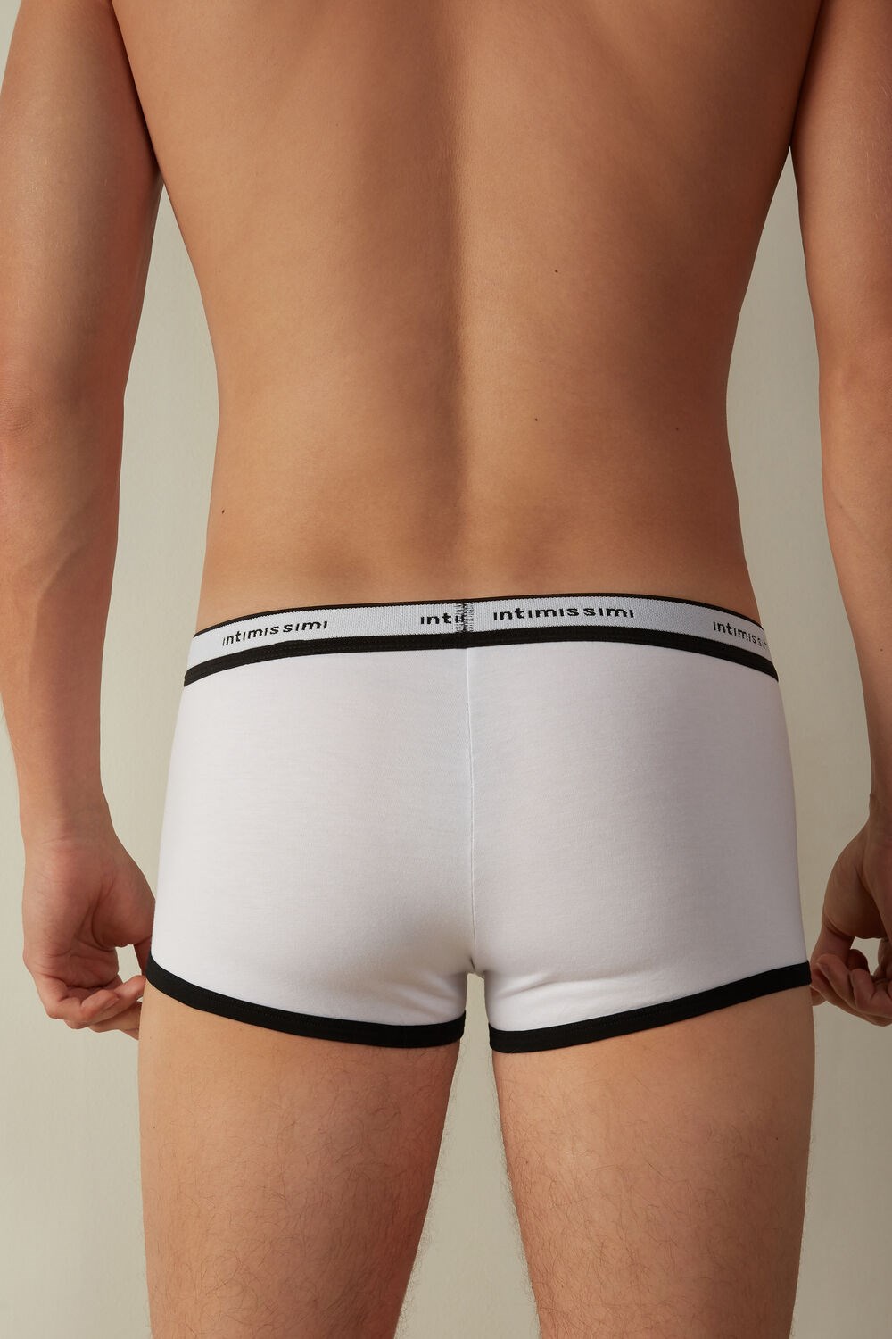 Intimissimi Stretch Supima® Katoenen Boxer Shorts with Logo Detail Gekleurd Wit Zwart | OTDXF3704