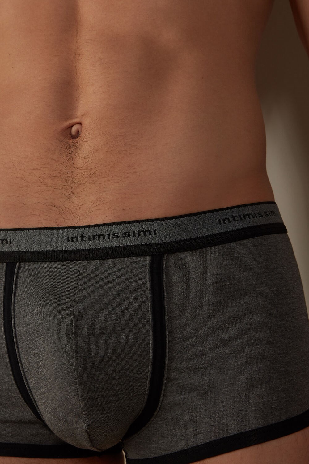 Intimissimi Stretch Supima® Katoenen Boxer Shorts with Logo Detail Zwart Grijs Zwart | XZSJK5942