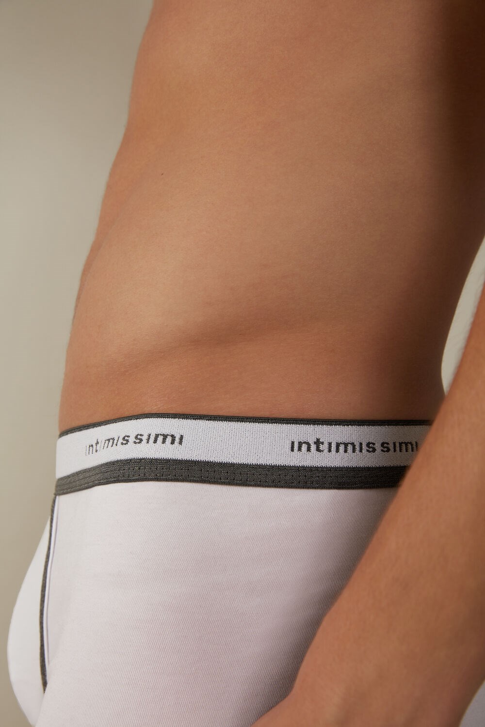 Intimissimi Stretch Supima® Katoenen Boxer Shorts with Logo Detail Grijs Wit | ZDVHI4057