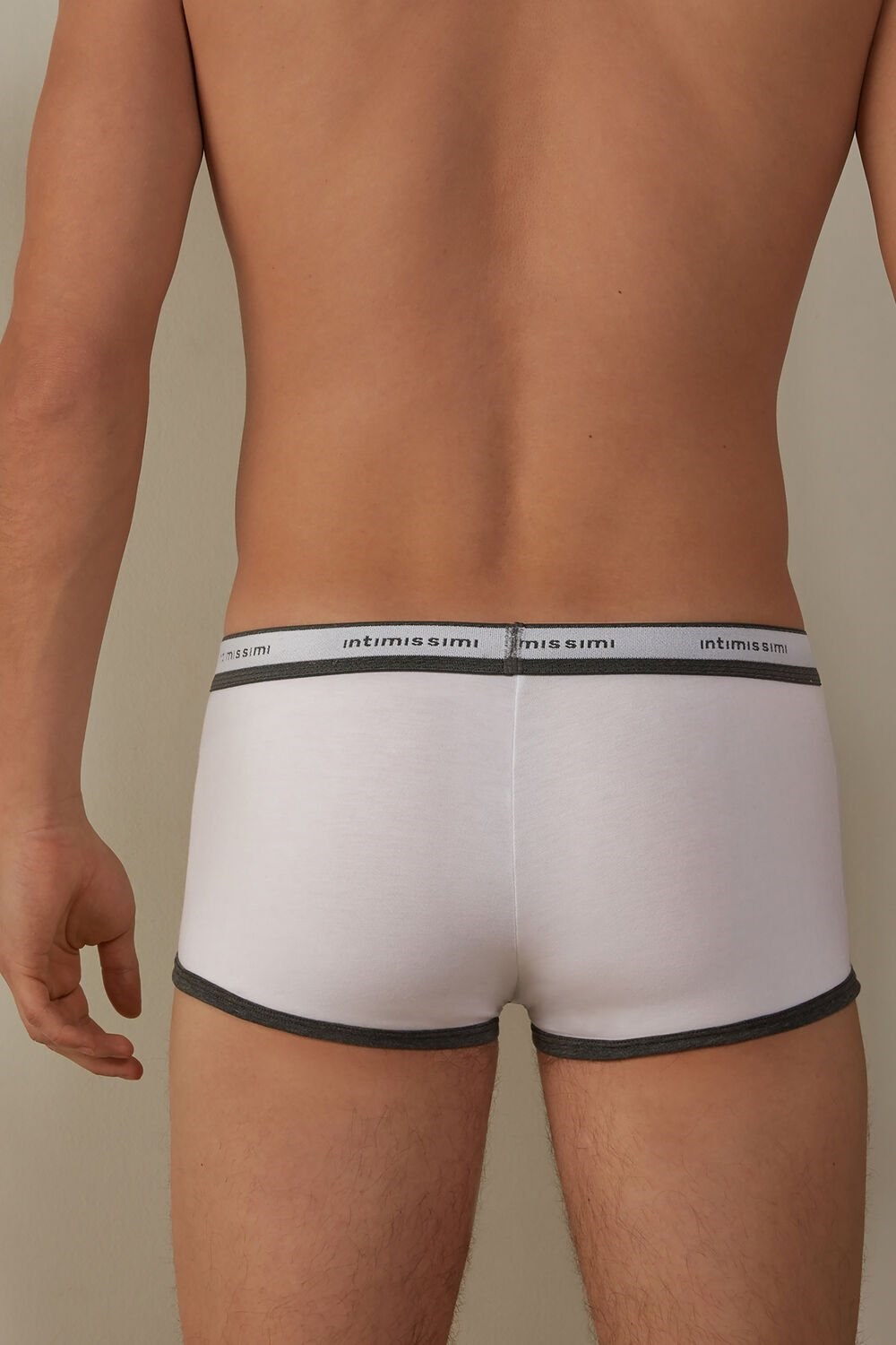 Intimissimi Stretch Supima® Katoenen Boxer Shorts with Logo Detail Grijs Wit | ZDVHI4057