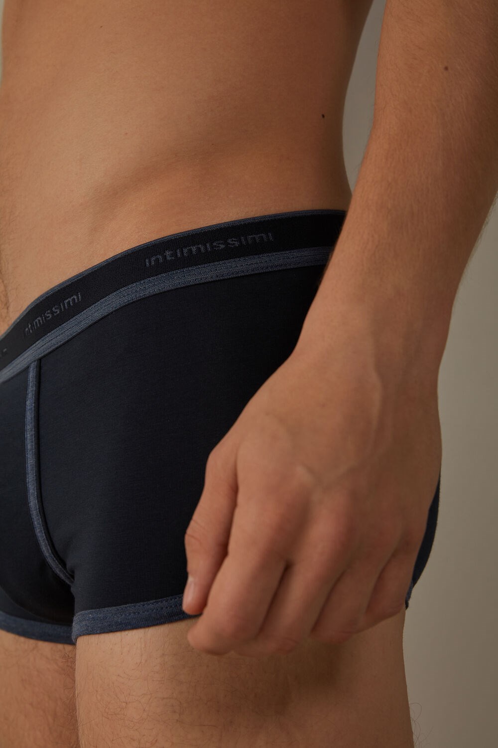 Intimissimi Stretch Supima® Katoenen Boxer Shorts with Logo Detail Blauw Blauw Blauw | ZITDJ7214