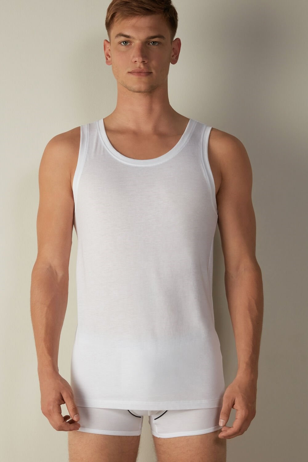 Intimissimi Supima Katoenen Crew Neck Tank Top Wit Wit | KDVUB6078