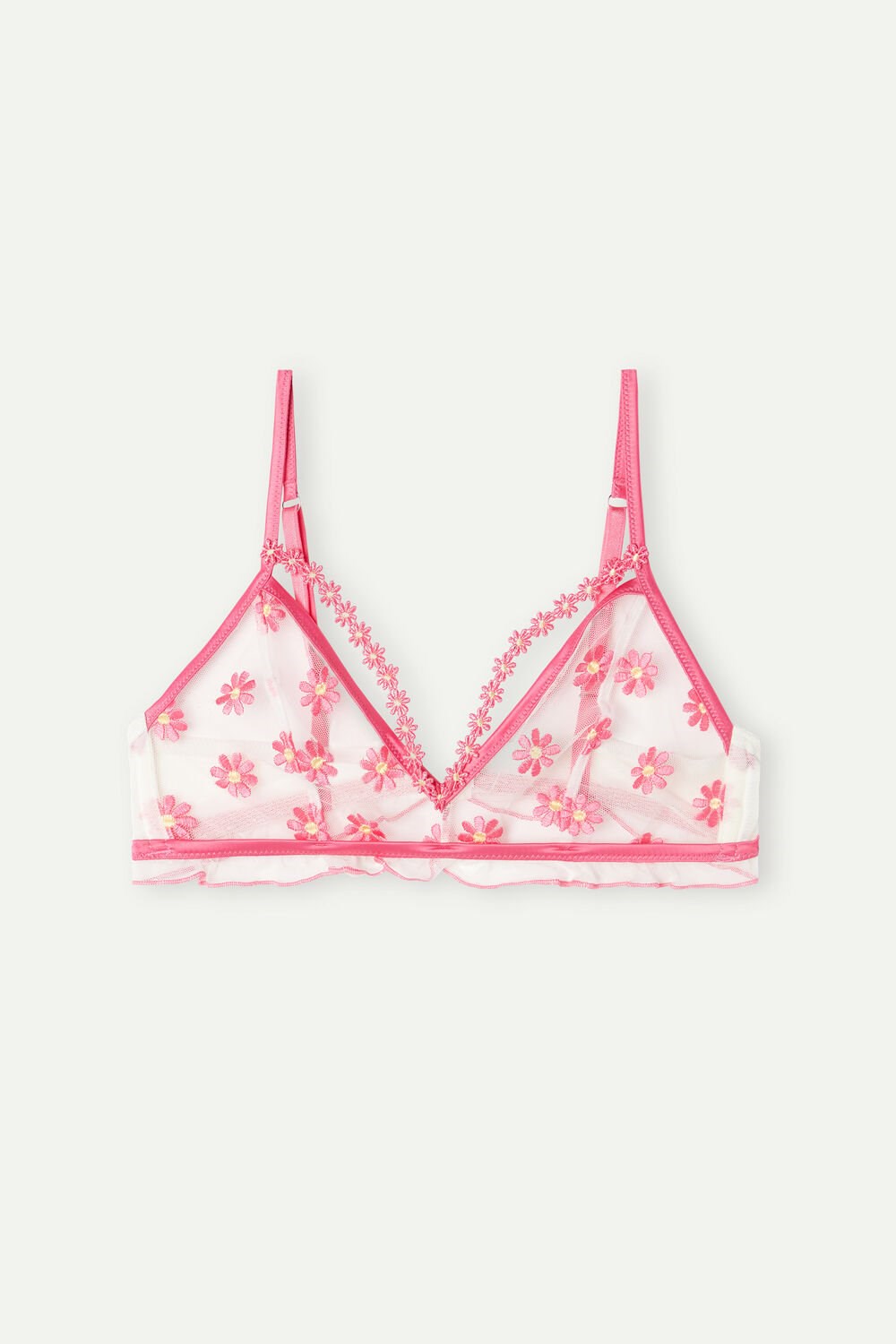 Intimissimi Sweet Like Daisies Triangle Bra Wit Fuchsie Roze Wit | RPTCU7264