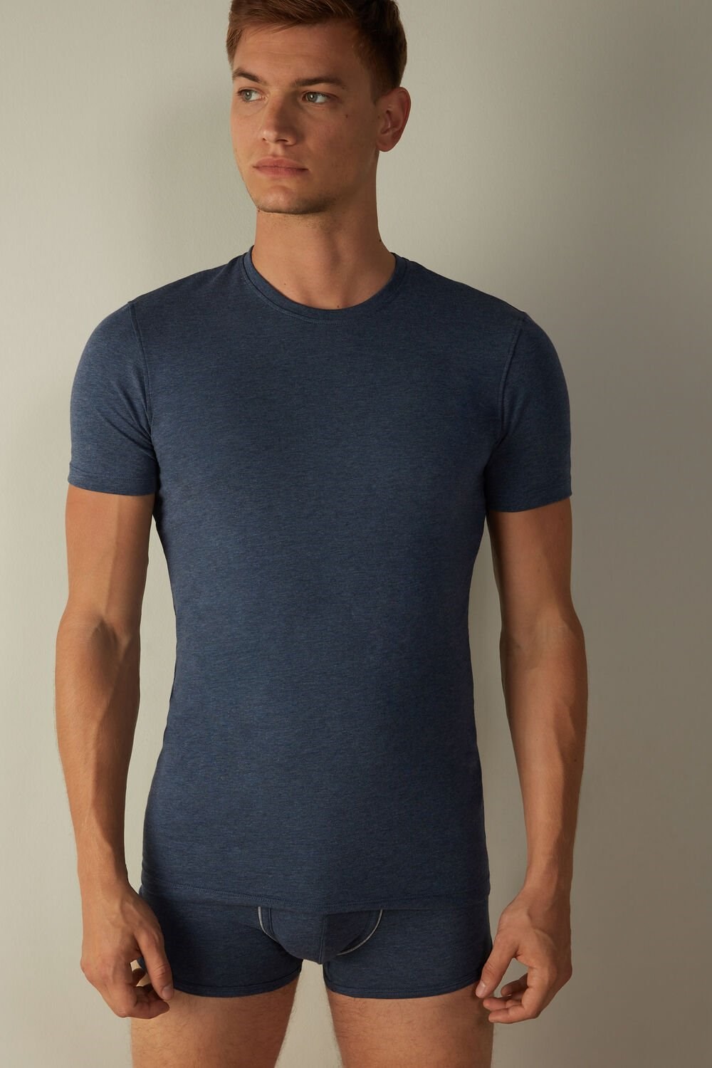 Intimissimi T-shirt in Stretch Supima® Katoenen Blauw Blauw | QNDLR2596