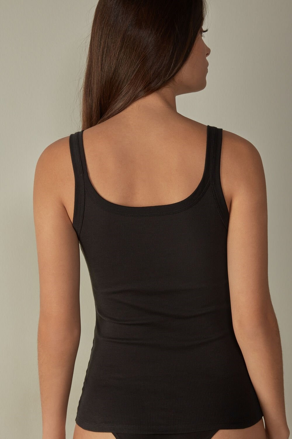 Intimissimi Tank Top in Supima® Katoenen Zwart Zwart | GNCEK6598