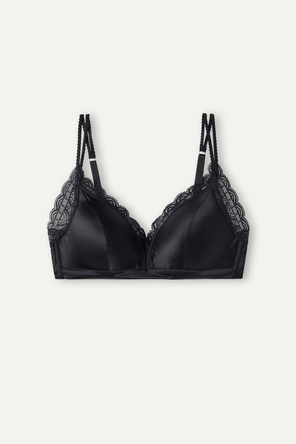 Intimissimi Tiziana Silk and Kanten Triangle Bra Zwart Zwart | IHAGZ7065