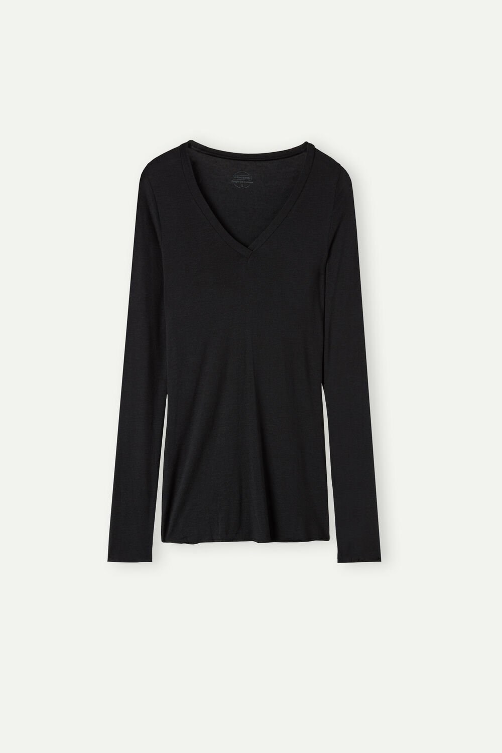 Intimissimi V-neck top in Modal Ultralight with Cashmere Zwart Zwart | KAHVQ9128