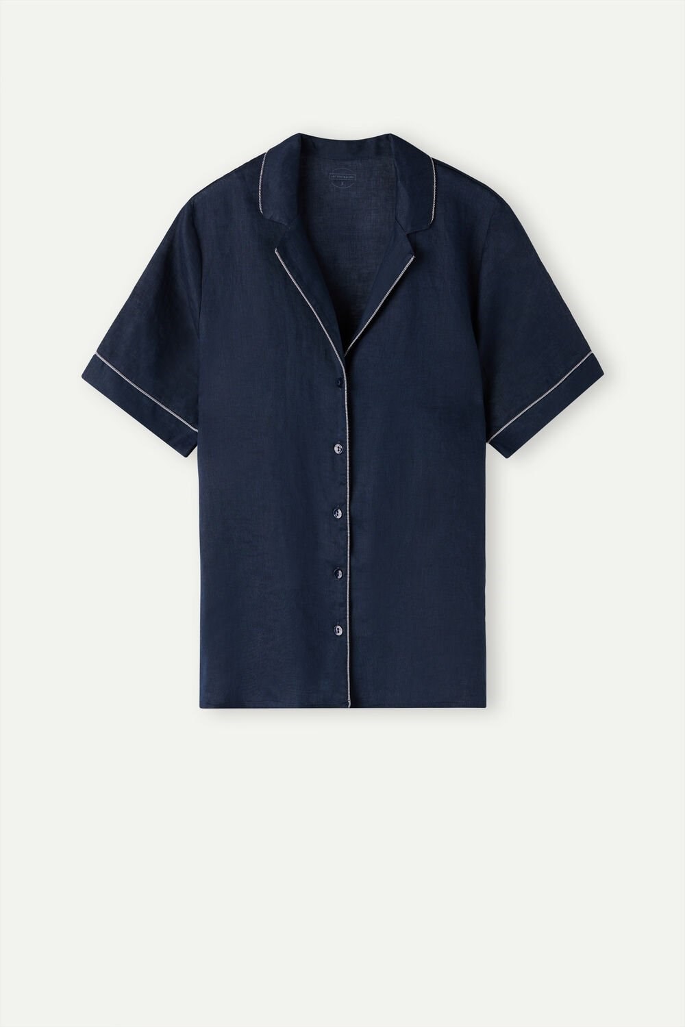 Intimissimi Yacht Night Linen Kort Sleeve Shirt Blauw Blauw | EYTMB1780