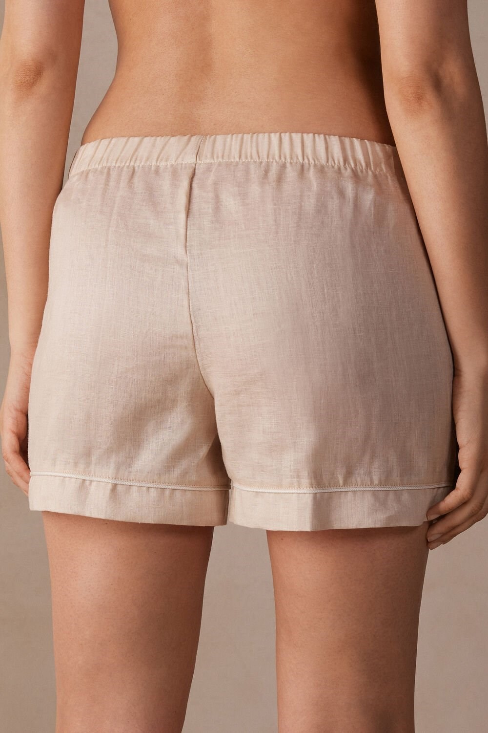 Intimissimi Yacht Night Linen Shorts Beige | XHIOA8791