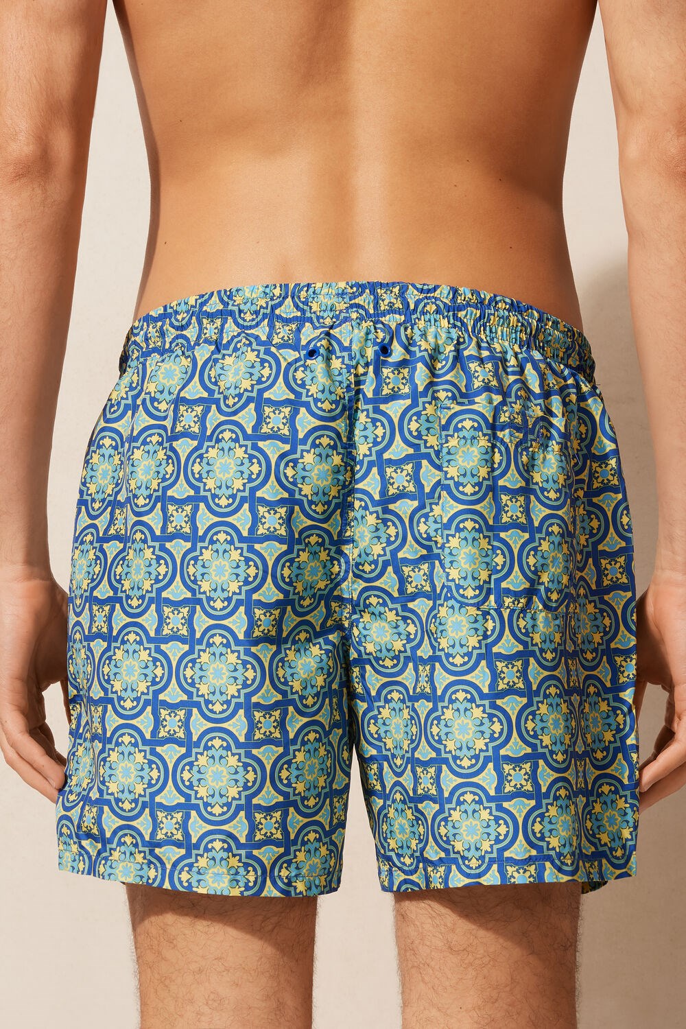 Intimissimi Yellow Majolica Print Swim Trunks Blauw Geel | WQCKJ0345